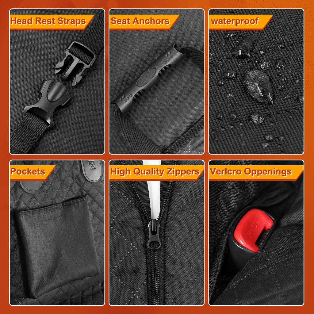 Car Back Seat Extender Cover Protector, Hammock Waterproof Seat Safety Cover, Hard Bottom for Dogs