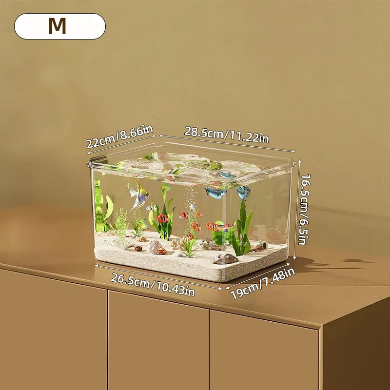Transparent Aquarium Desktop Fish Tank for Office Home Decor Rectangular