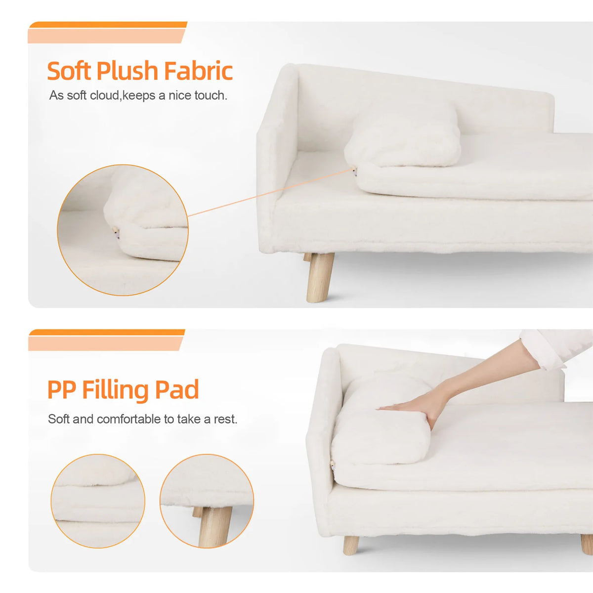 Elevated Pet Bed, Pet Stool Bed with Cozy Pad Waterproof, Pet Sofa Bed with Sturdy Wood Legs for Small Dog Cat
