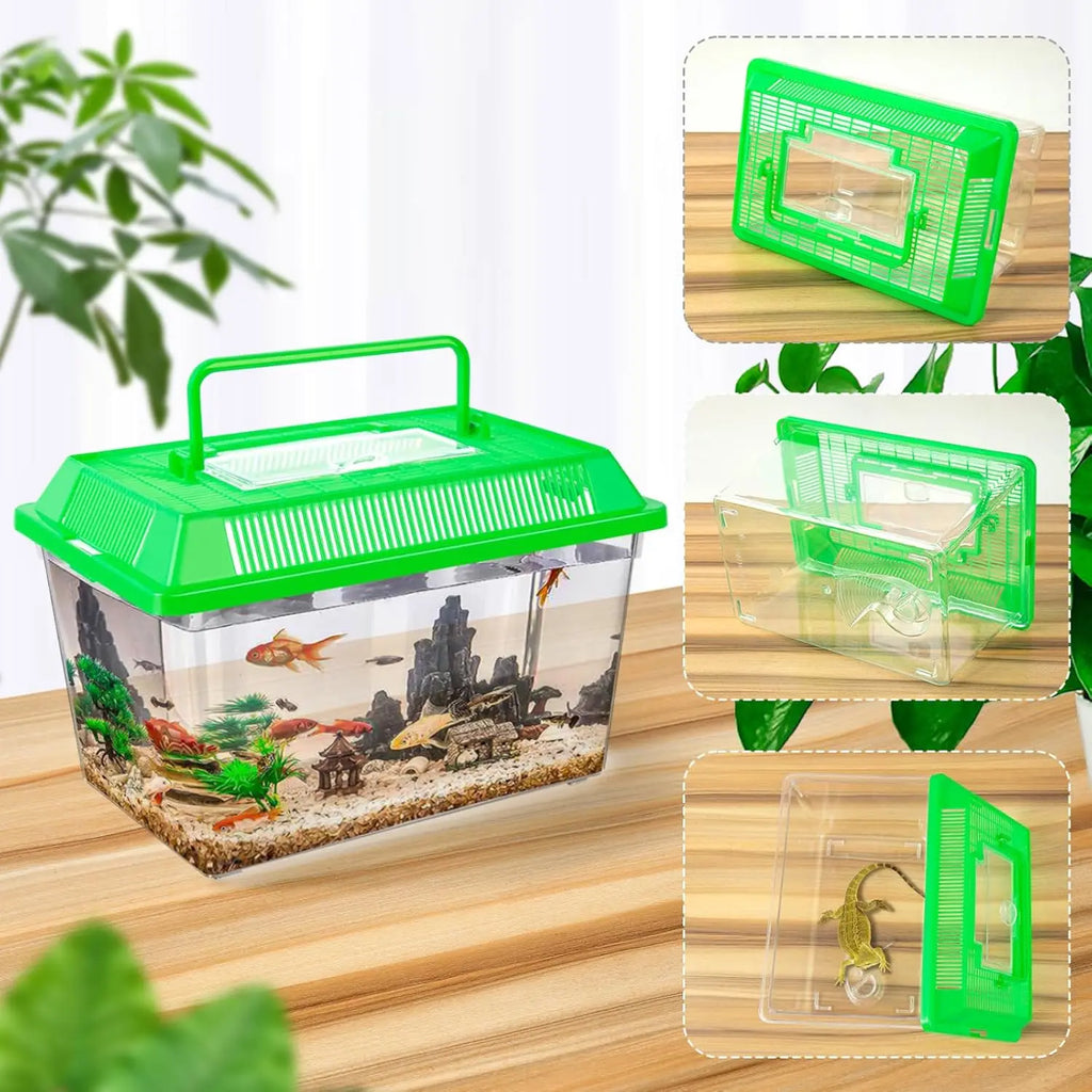 12Pcs Transparent Plastic Reptile Terrarium Carrier Cage, Snake Breeding Box Hatching Container