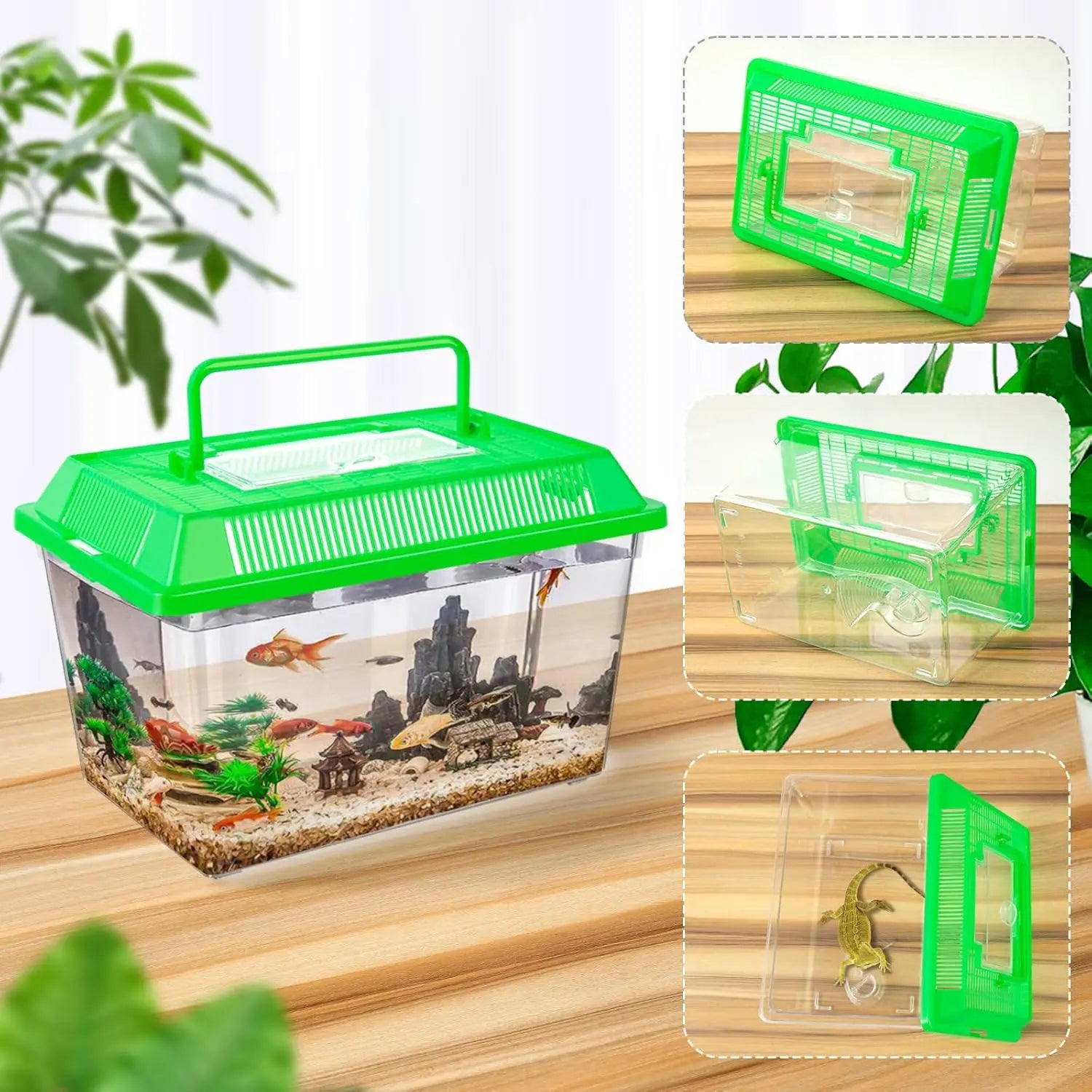 12Pcs Transparent Plastic Reptile Terrarium Carrier Cage, Snake Breeding Box Hatching Container