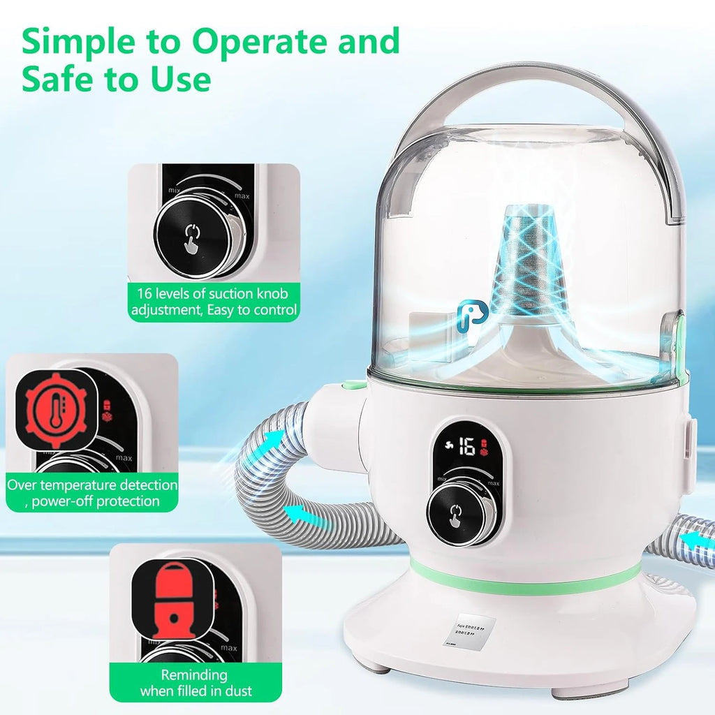 Pet Grooming Kit with 2L Vacuum Suction, Professional Quiet Grooming with 5 Grooming Tools