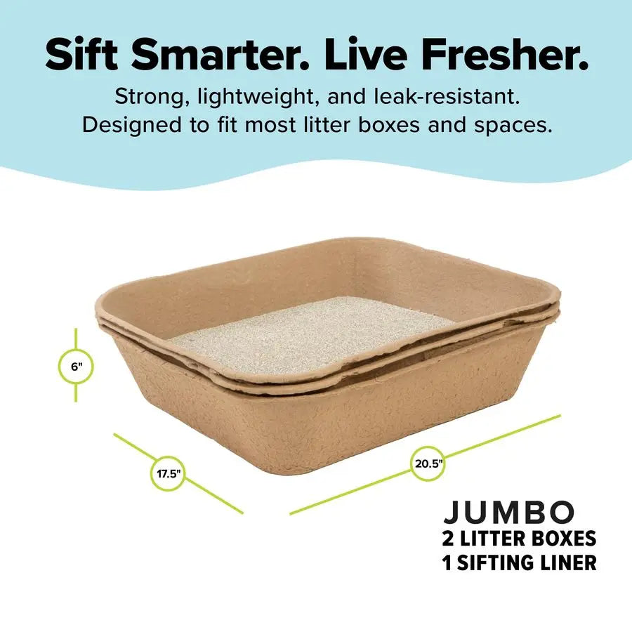 Set of 2 Litter Boxes 1 Sifting Liner Disposable Sifting Cat Litter Box Jumbo, 3 Count, Durable and Portable for Travel