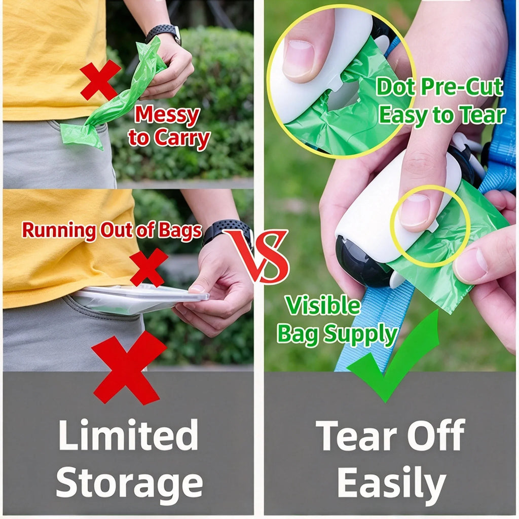 Dog Poop Bags Value Pack, 5 Rolls + 1 Dispenser with Leash Clip, Biodegradable Eco-Friendly Pet Waste Bags