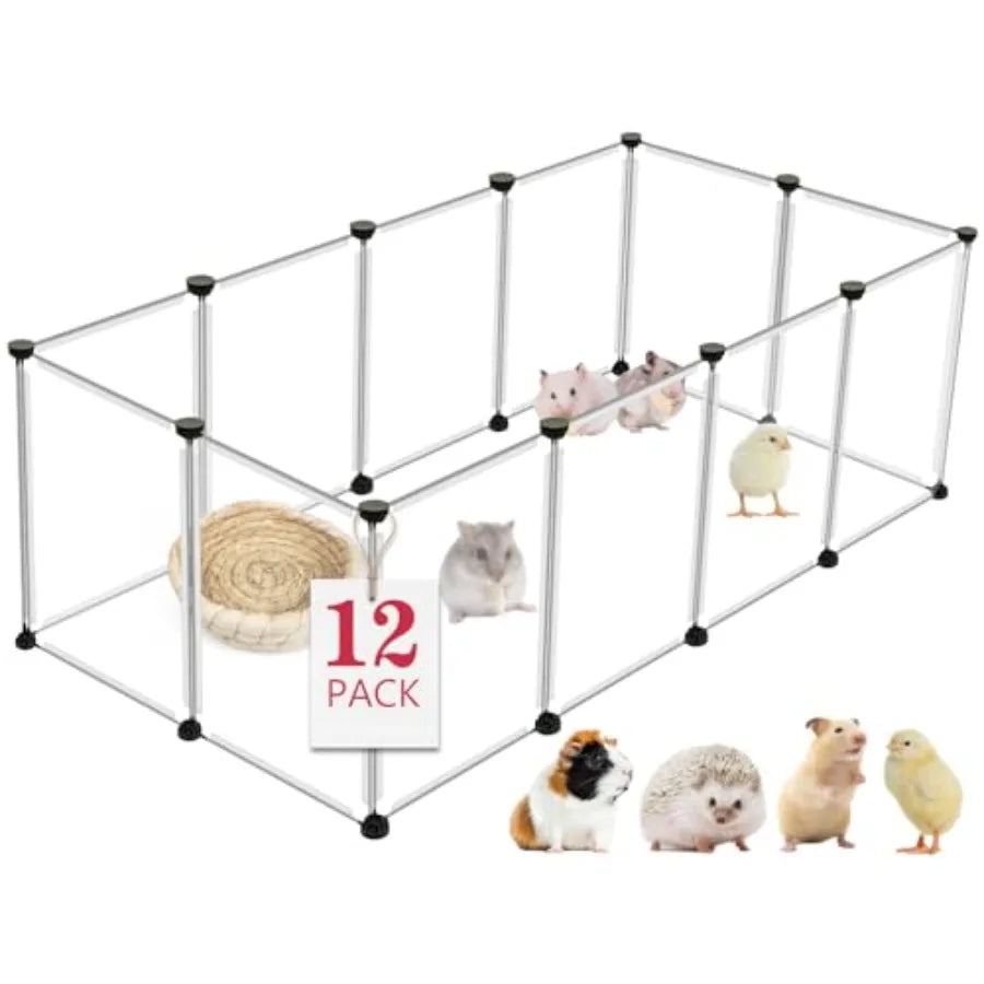 Small Animal Playpen, 48" x 24" x 16" Pet Playpen with Waterproof Mat