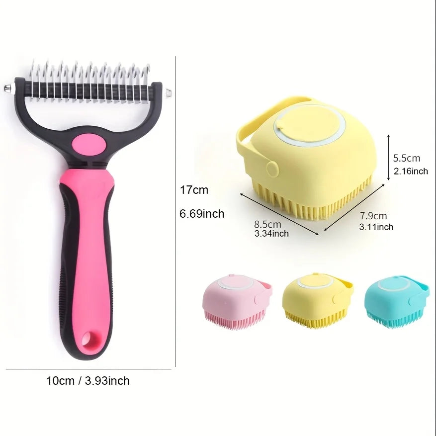 Dual-Sided Grooming Brush, Deshedding & Detangling, Massage Bath Brush