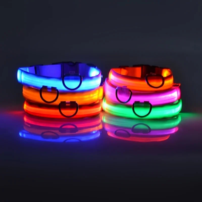 Nylon LED Night Safety Flashing Glow In The Dark Luminous Fluorescent Pet Dog Collar