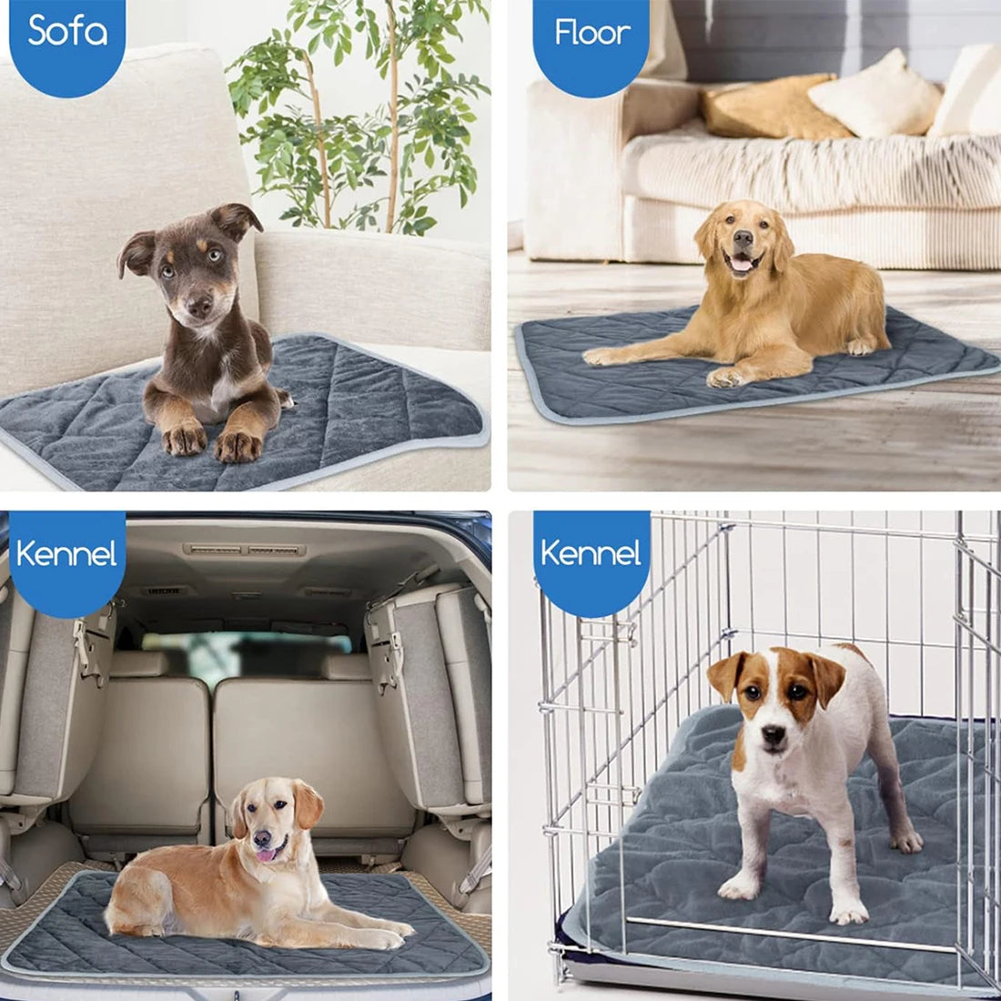 Self-Heating, Extra Warm, Washable Anti-Slip Crate Pad for Dogs and Cats