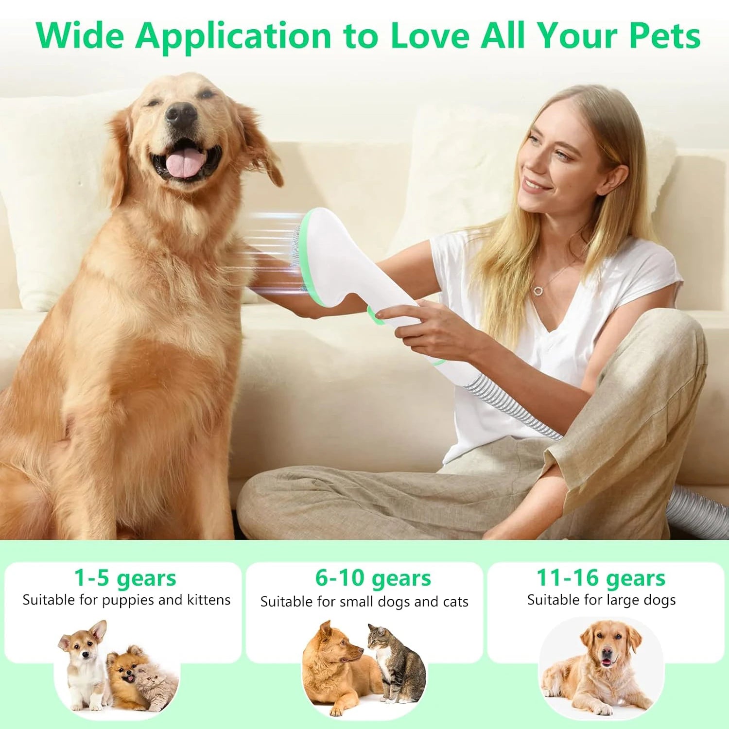 Pet Grooming Kit with 2L Vacuum Suction, Professional Quiet Grooming with 5 Grooming Tools