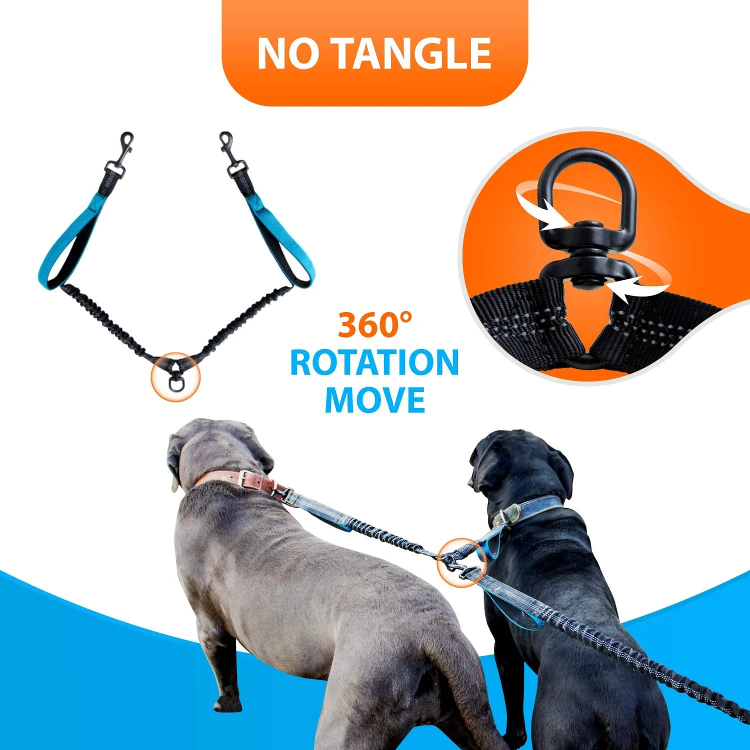 Explosion-Proof Short Elastic Buffer Pet Leash One-Hand Drag Two-Walking Rope