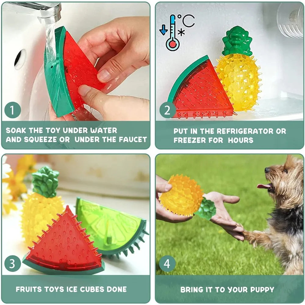 Dog Cooling Chew Toys, Frozen Teething Toy for Puppies, Summer Interactive Squeaky Toys, Small and Medium Pet Treat Training Tools