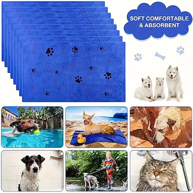 2pcs Soft Microfiber Dog Cat Towels - Quick Dry, Absorbent Pet Bath & Grooming Towels