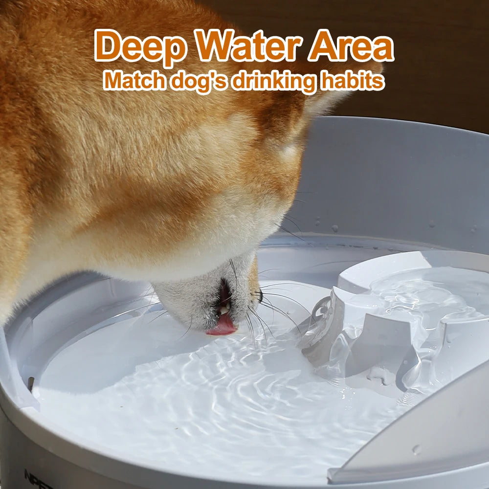 2 Gallon White Dog Water Fountain For Large Medium Dogs
