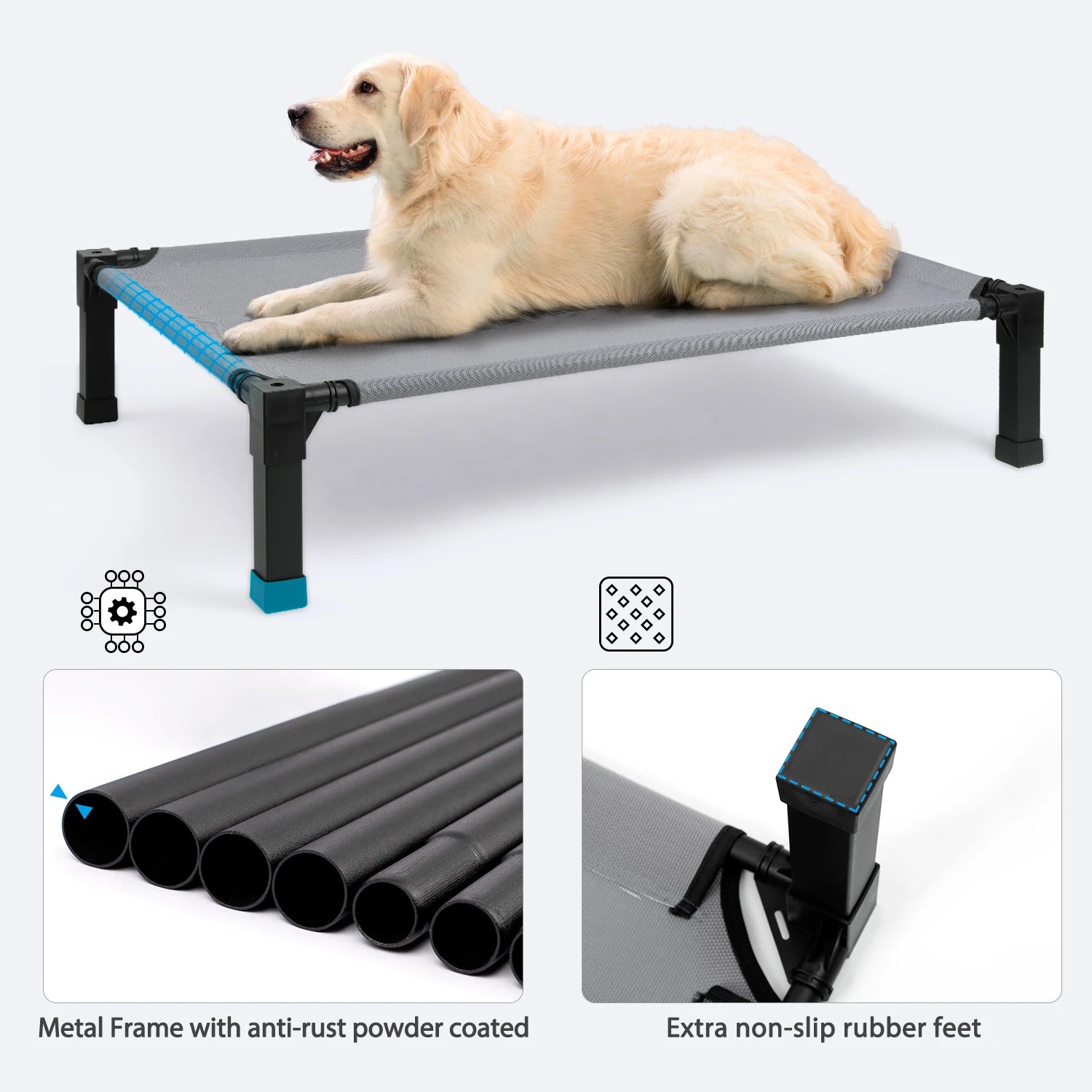 Elevated Dog Bed, Cooling Raised with Chew Proof Washable Breathable Mesh and Metal Frame