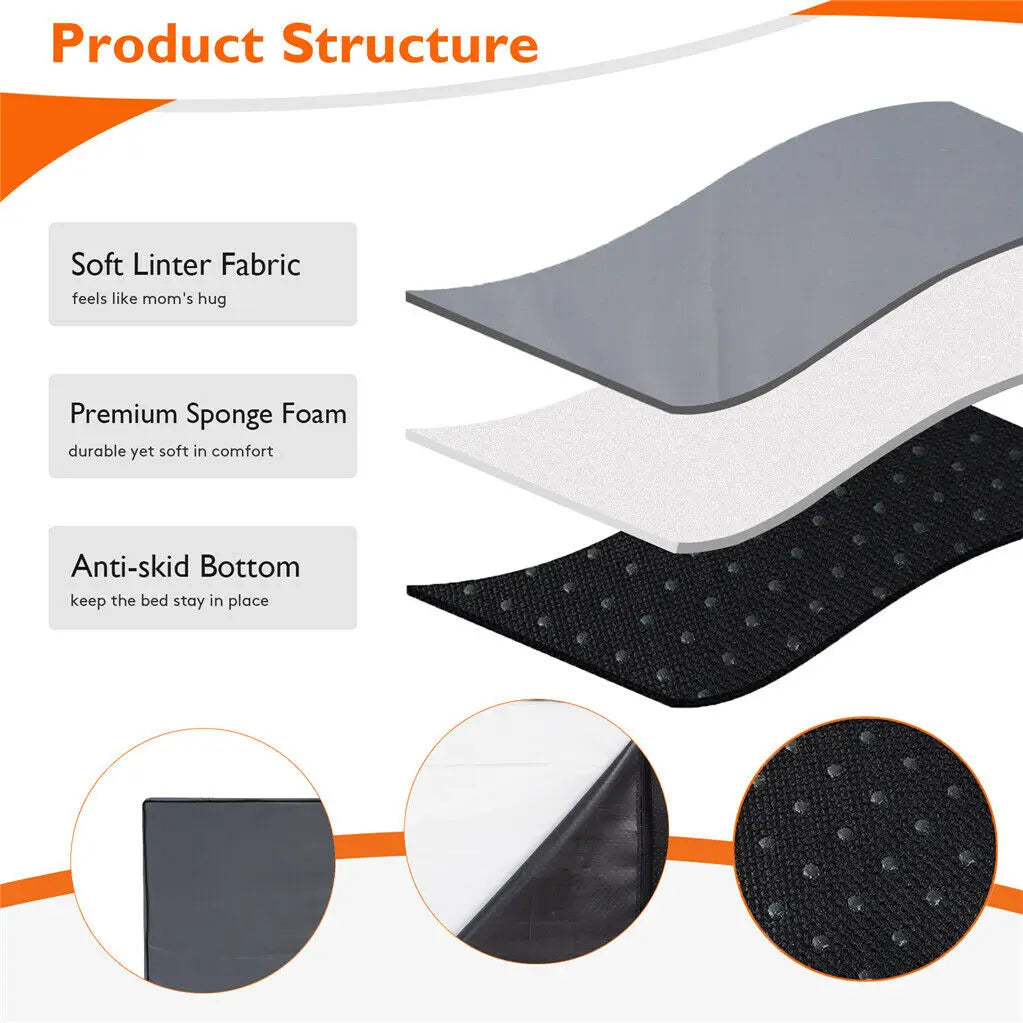 Dog Bed Jumbo Pet Orthopedic Bed Memory Foam Base Crate Mattress Cushion with Washable Cover Waterproof